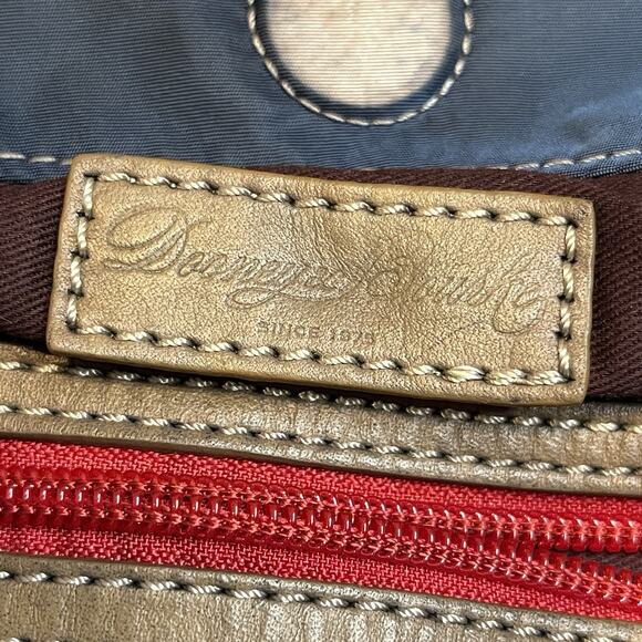 Dooney And Bourke Nylon Crossbody Small Dani Navy Blue Tan Adjustable Strap Boho - Picture 7 of 8